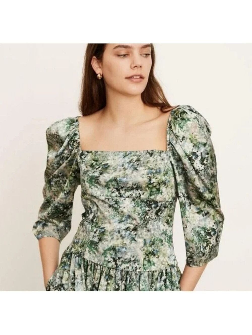 New Vince Painted Floral Square Neck Blouse sizes 8 & 10